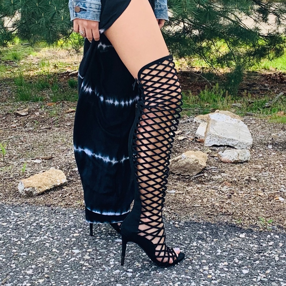 over the knee caged gladiator boots💖